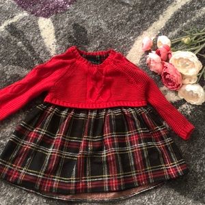 Red knitted plaid dress